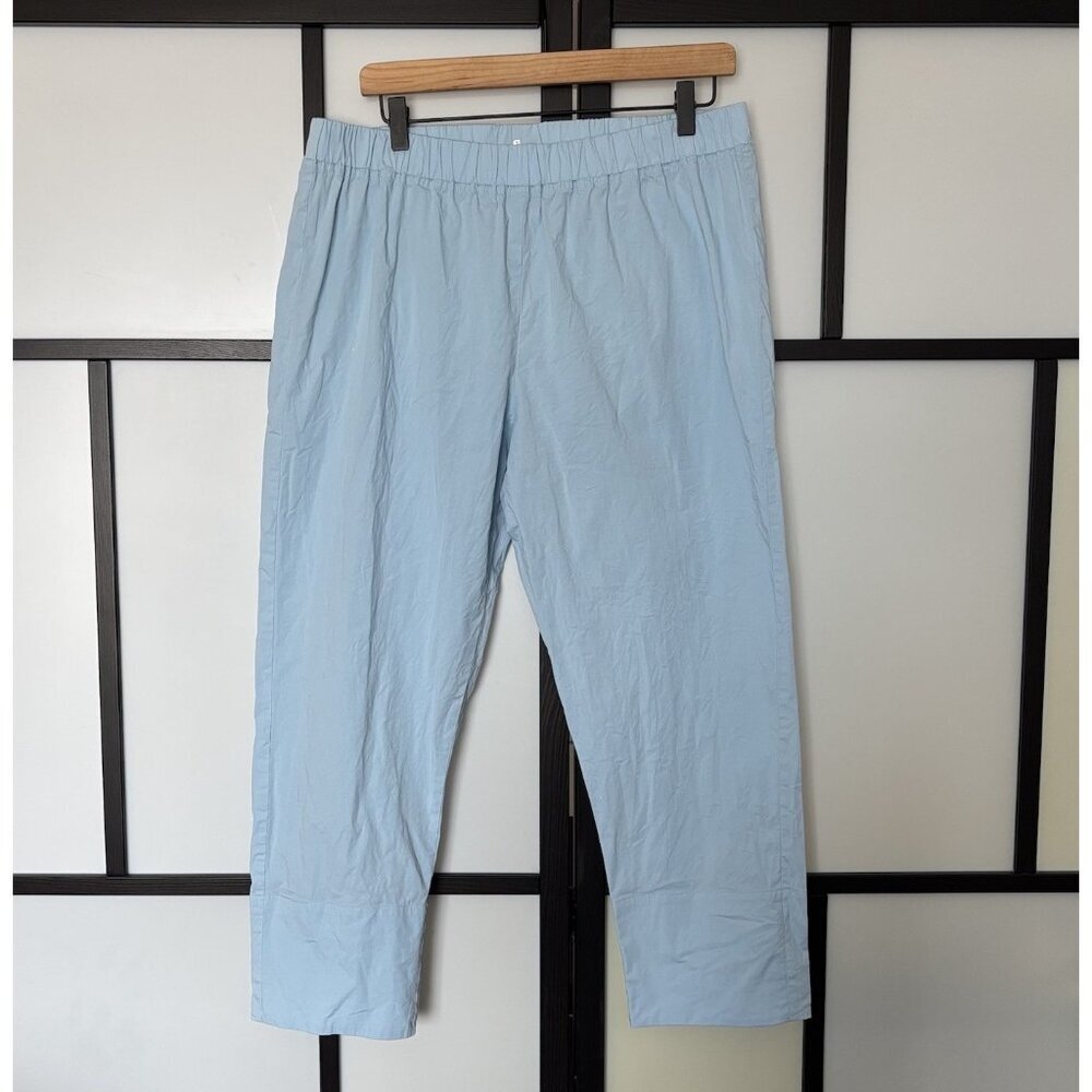 Amelline Women’s Baby Blue Pants Elastic Waist LARGE Lagenlook Coastal Preppy